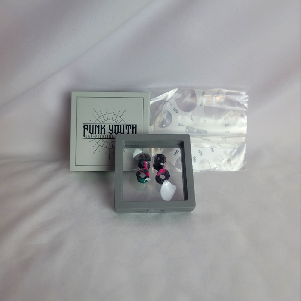 Punk Youth Black and Pink Ear Gages